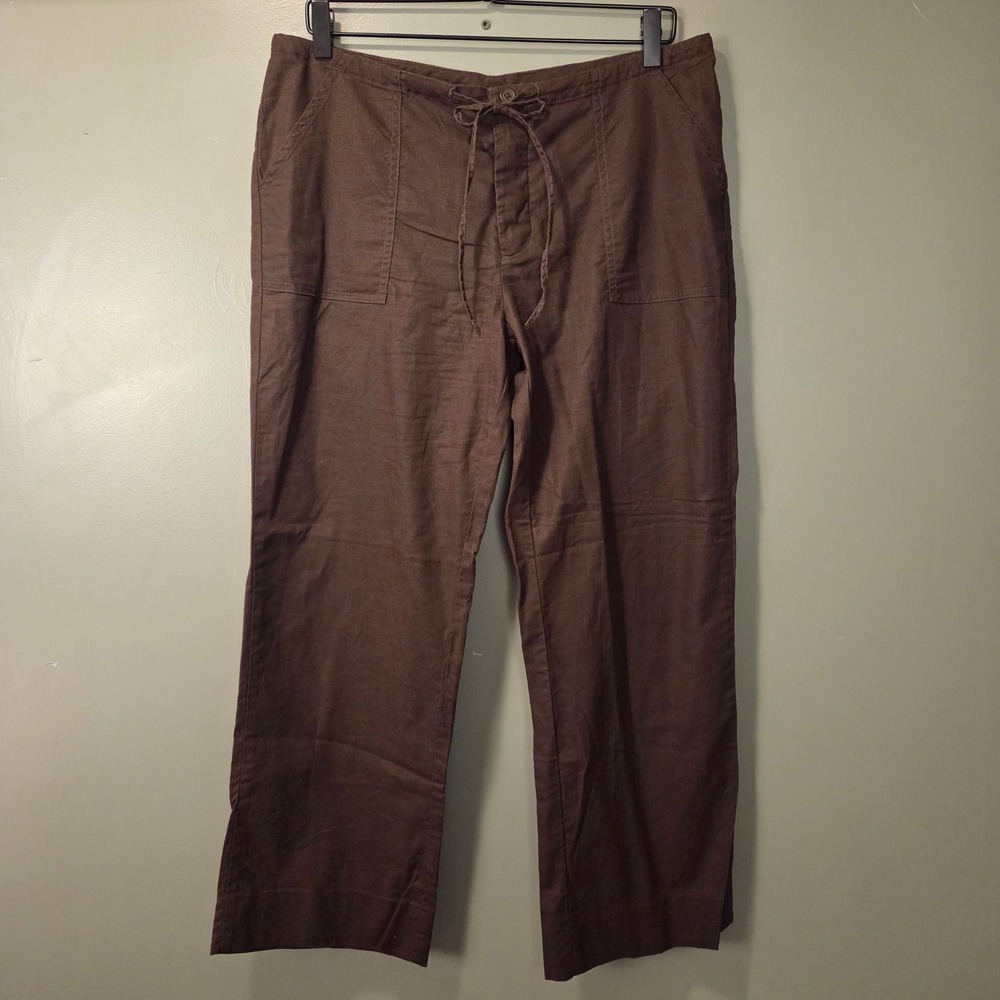Mix It Women's Linen & Cotton Wide Leg Pants Brown Size 10